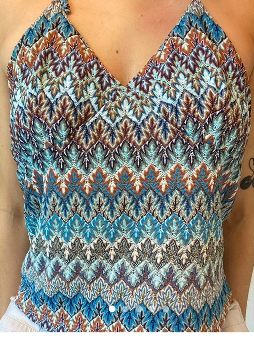 Women's Harley Davidson  Blue Multicolor V-Neck Knit Tank Top